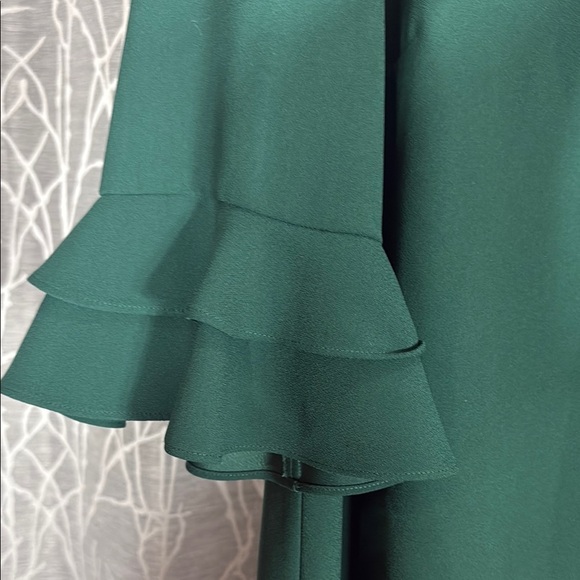 Vintage Hobbs London Forest Green Ruffle Sleeve Dress 12 - Picture 6 of 10